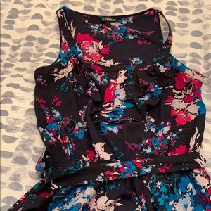 Express Floral Print Ruffle Top Mini Dress Size L